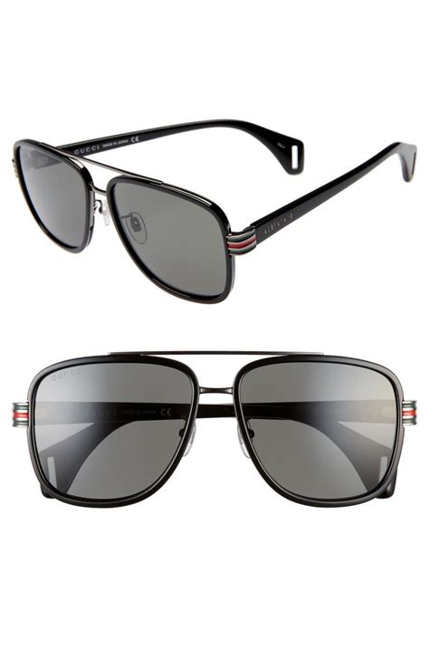 gucci black square aviator sunglasses|Gucci unisex aviator sunglasses.